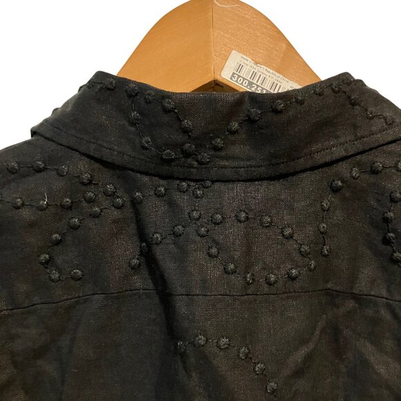 Jones New York Signature Black Linen Textured Shirt (Petite P/M) - Picture 7 of 10